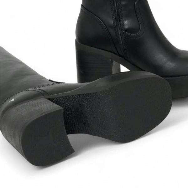 Windsorsmith Womens Black Faux Leather Knee-High Platform Heel Boots - Niche