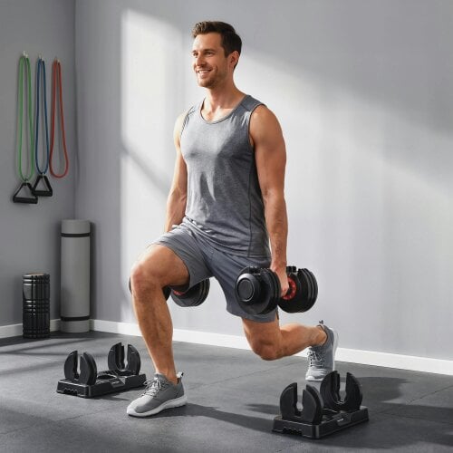 SPORTNOW 24kg Adjustable Dumbbell Set of 2, 10-in-1 Dumbbell Weights