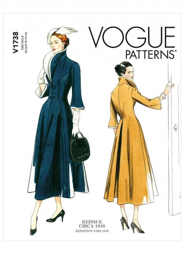 Vogue Sewing Pattern 1738, Dresses, Vintage Style for Women, A5 (6-8-10-12-14) - Intermediate
