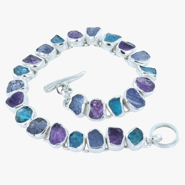 Sterling Silver Rough Blue Stones Bracelet - Reeves & Reeves