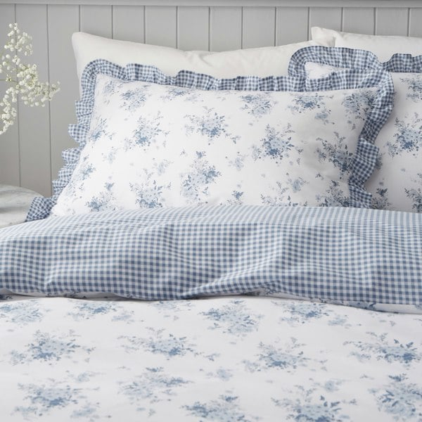 Catherine Lansfield Lucie Floral Frill Reversible Duvet Cover Set