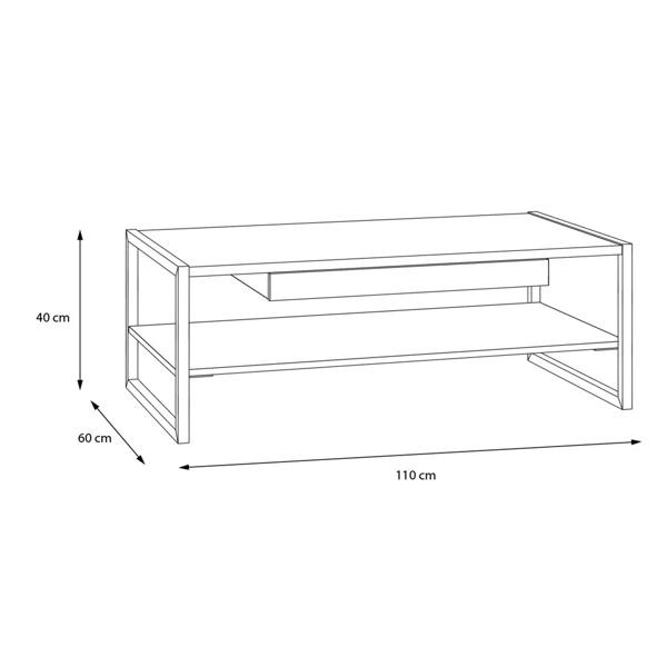 Wyld Haus Egtved Black and Natural Oak Wood Effect Coffee Table 1 Drawer