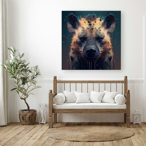 Warren Reed Hyena Face Splashart Dark Background Canvas