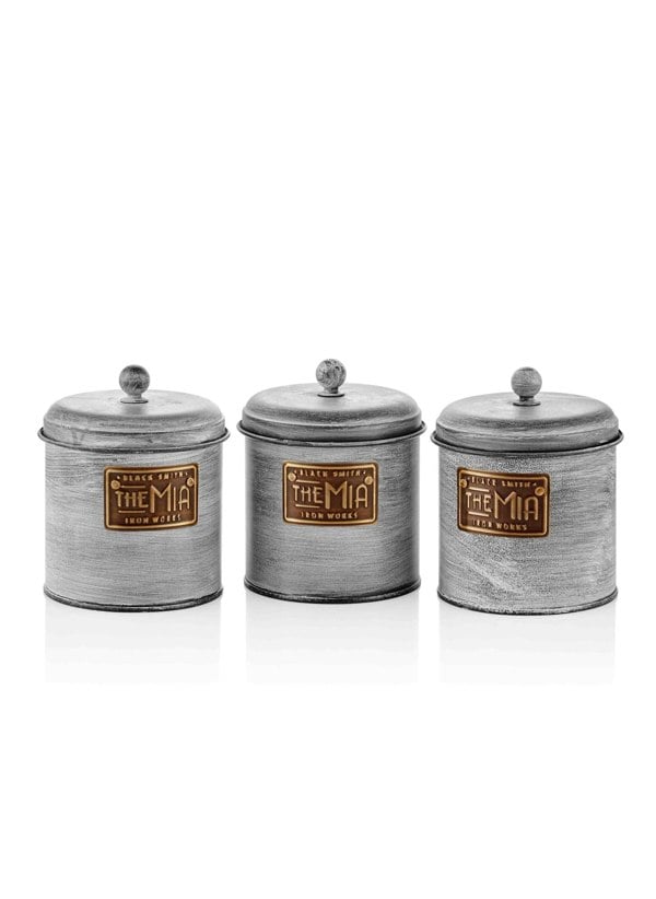 Rozi Stone Collection Coffee, Tea, And Sugar Canister Set - 17 cm (H)