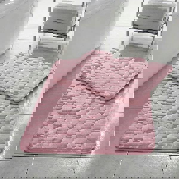 HomeSpace Direct Memory Foam Pebbles Bath Mat Set 2 Piece