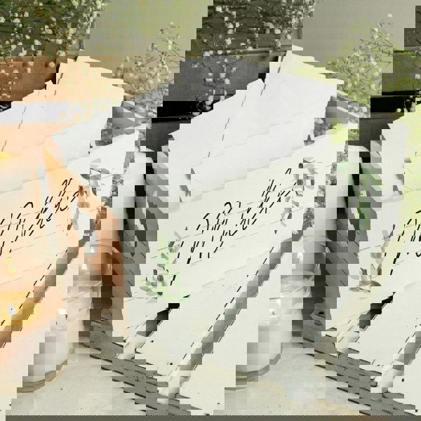 Personalised Memento Company Personalised Name Only Botanical White Wooden Crate