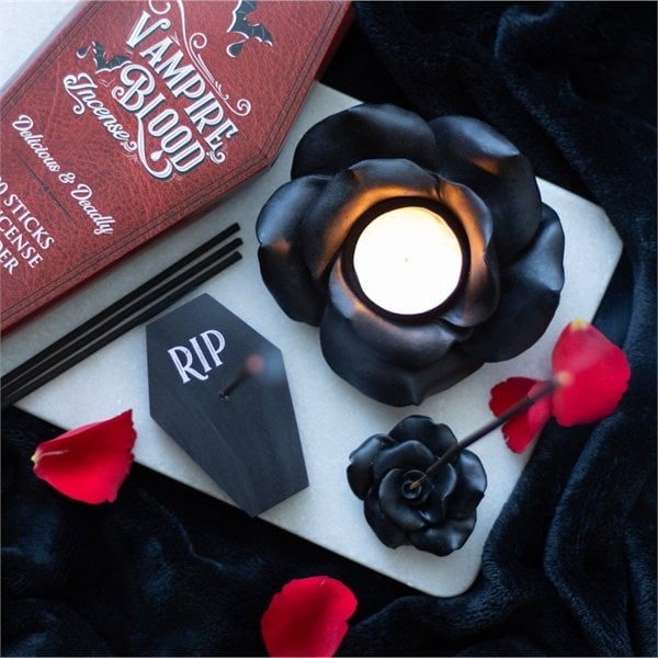 Serano Black Rose Resin Incense Stick Holder