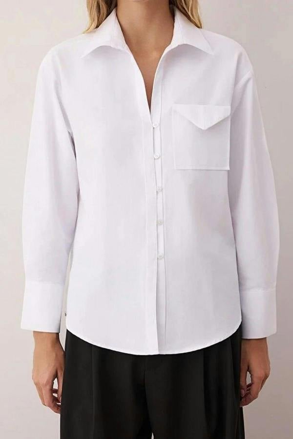 WOVCOR Button-Front Shirt with Pocket Detail