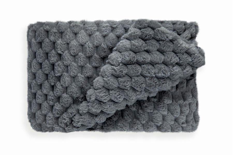 Lush Faux Rabbit Fur Charcoal Throw 127x152cm