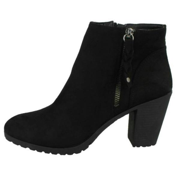 Spot On Ladies Spot On Ankle Boots With Zip Detail