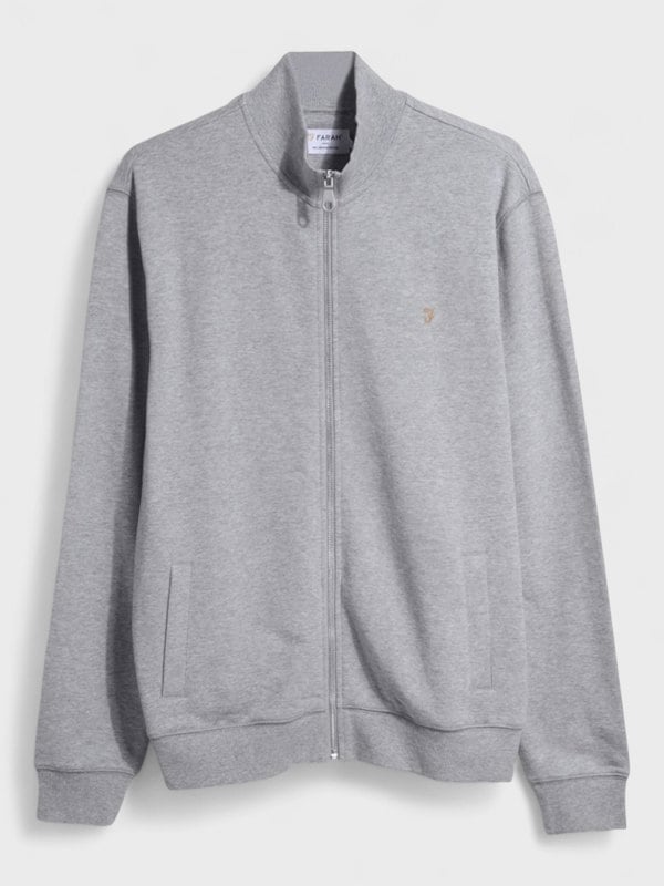 Farah Vance Full Zip Sweater Light Marl Grey