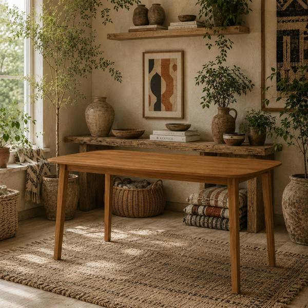 Wyld Haus Graspette Solid Wood Light Brown Rectangular Dining Table