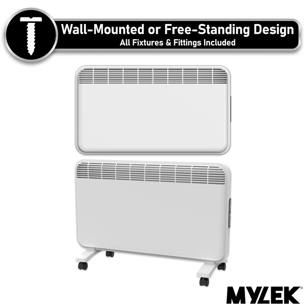 MYLEK WiFi Electric Panel Heater Radiator Smart Wall Mounted or Freestanding Heater with App Control 1.5kw