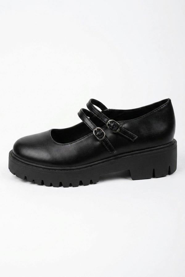 Cordelia Chunky Platform Double Strap Mary - Black