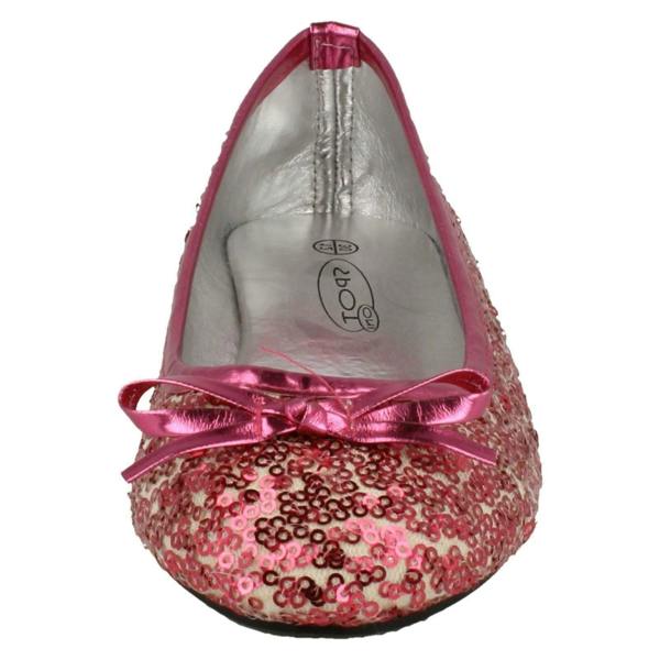 Spot On Girls Spot On Flat Bow Trim Sequined Ballerina