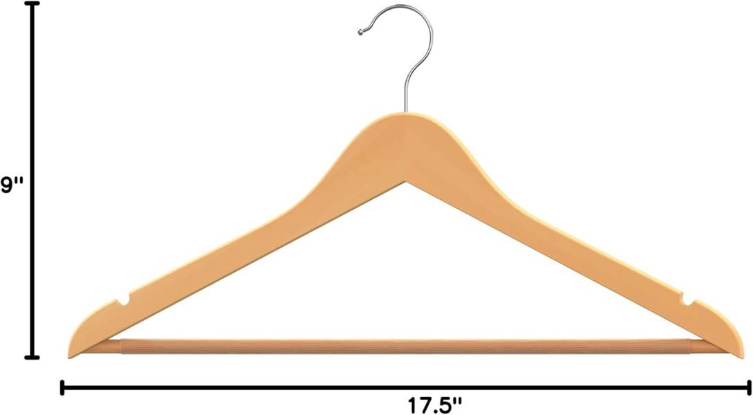 Dyzi 20 Pack Wooden Clothes Hangers With Non Slip Bar
