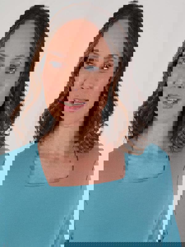 PennyPlain Solid Square Neck Top - Sea Green