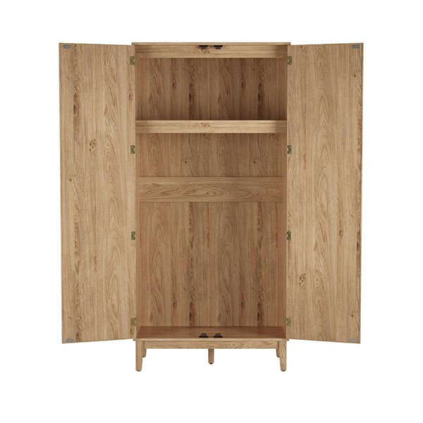 Wyld Haus Waterford Oak Wood and Rattan 2 Door Wardrobe