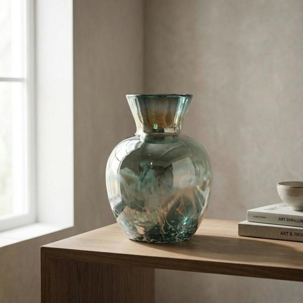 Garden Greatness Stylish Green Lustre Glass Bulb Vase
