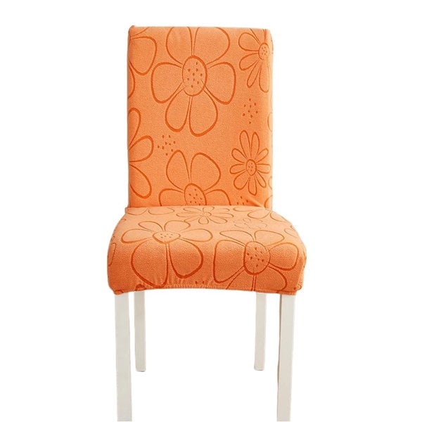 Anyseat Chair Cover Orange Floral Design with Anti-Dirt and Elastic Material for Dining Room Kitchen Wedding Hotel Banquet Restaurant