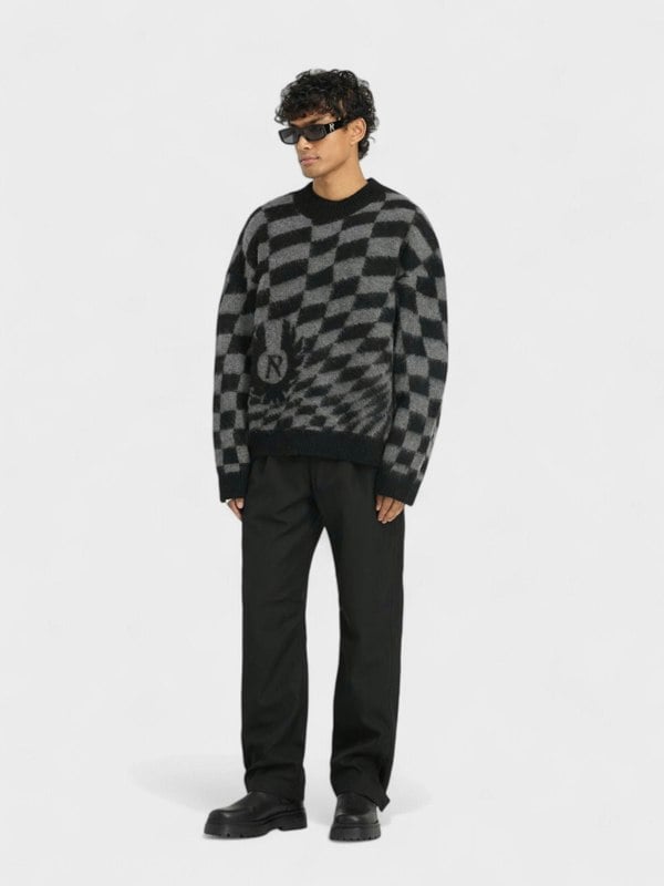 Represent X Belstaff Checkerboard Knit Sweater Shadow - Supplied FashionRepresent