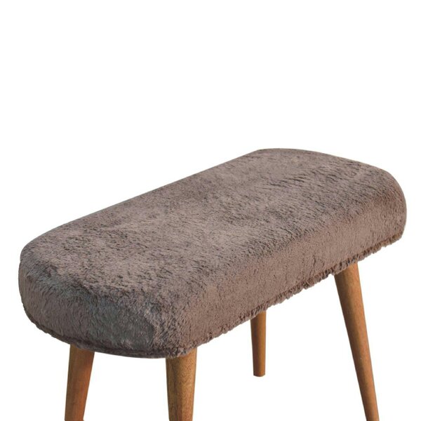 Wyld Haus Rome Faux Fur Fabric Bench Mango Wood Legs