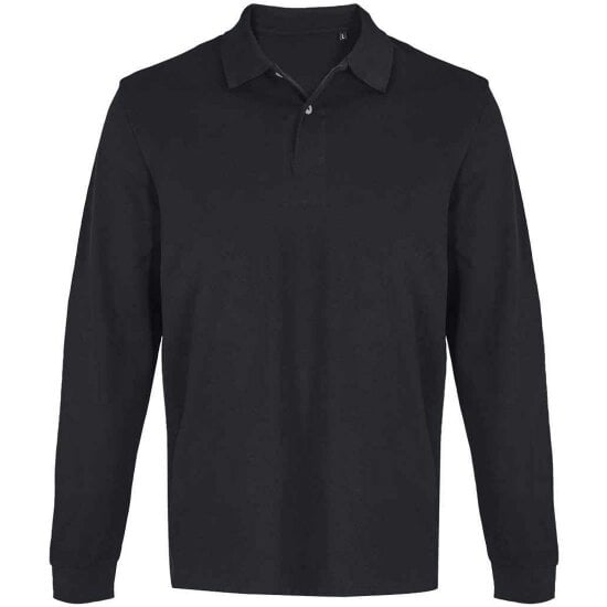 SOLS Unisex Adult Pique Long-Sleeved Polo Shirt - Black