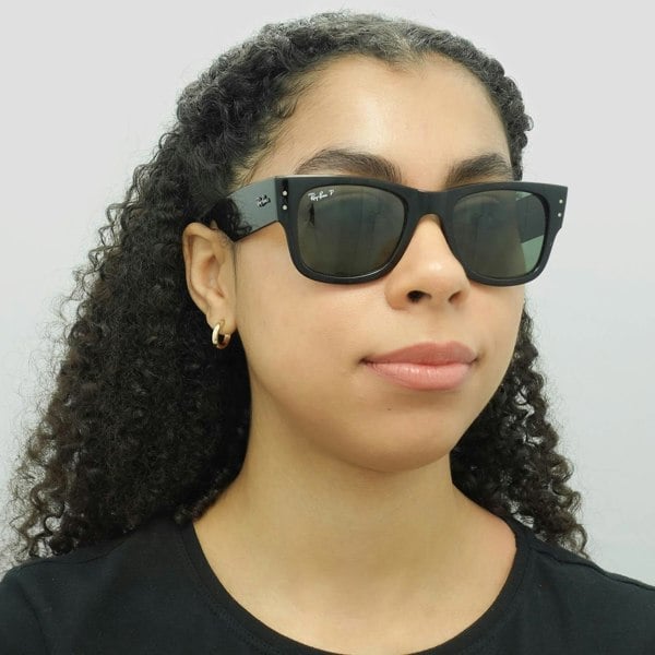 Ray-Ban Sunglasses RB0840S Mega Wayfarer 901/58 Polished Black Green Polarized