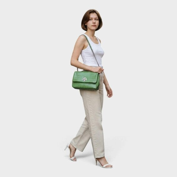 Tory Burch Willa Embossed Small Shoulder Bag Green