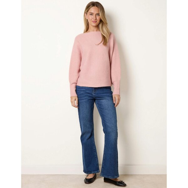 Blue Vanilla Ribbed Knit Batwing Jumper