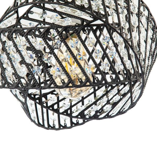 Designer Triple Ring Black Pendant Lamp Shade with Clear Acrylic Beads Image 4