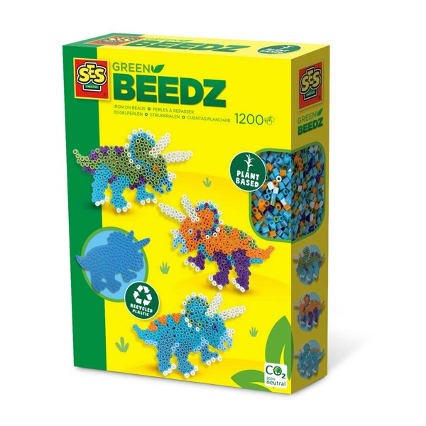 Dino SES Creative Green Beedz Iron on Beads Set Triceratops Dino