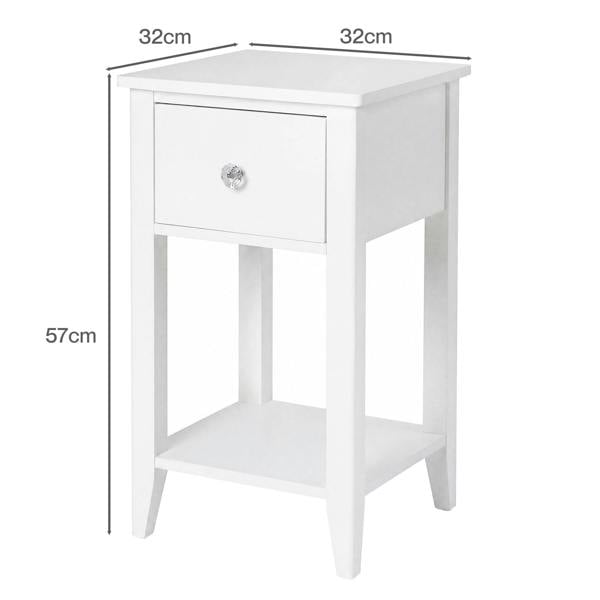 Levede Bedside Table Slim Modern End Table Drawer & Shelf Bedroom White