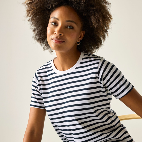 Regatta Womens Bayletta Striped T-Shirt - White/Navy