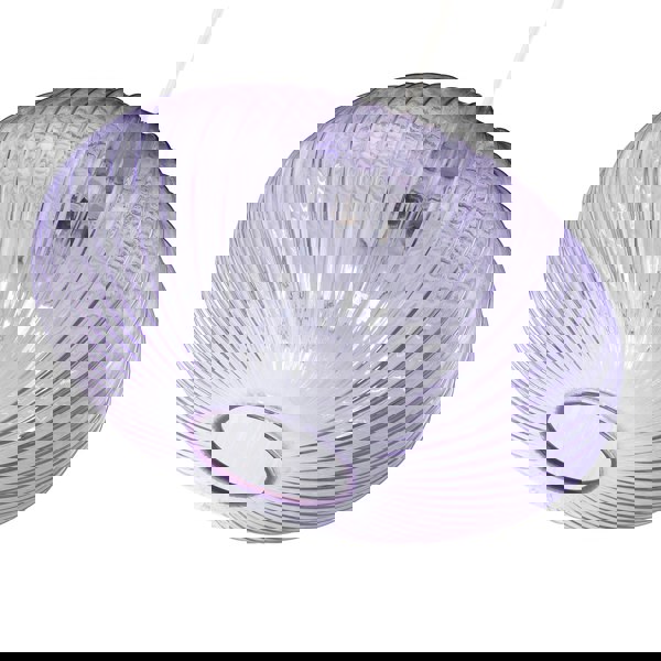 Modern Designer Soft Lilac Line Ribbed Glass Oval Pendant Lamp Shade Image 3