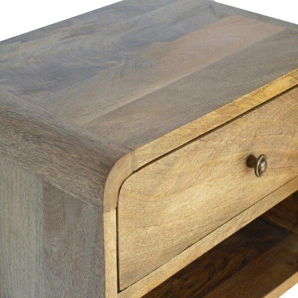 Wyld Haus Perugia Floating Curve Natural Mango Wood Open Slot Bedside Table