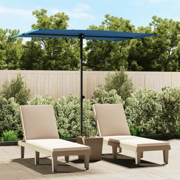 Berkfield Outdoor Parasol with Aluminium Pole 2x1.5 m Azure Blue