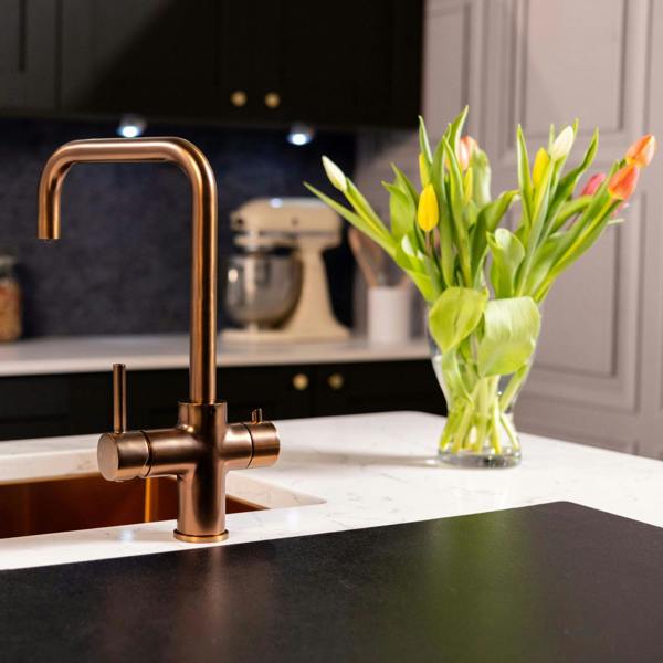 Flode Vier | 4 in 1 Instant Boiling & Filtered Cold Water Tap | Brushed Copper Finish