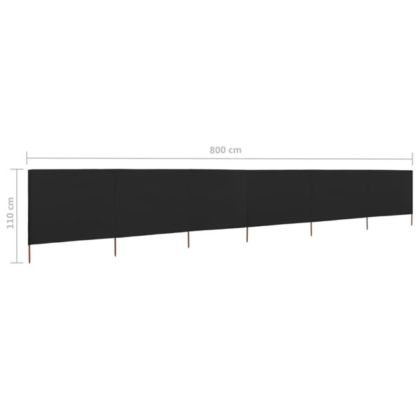 Berkfield 6-panel Wind Screen Fabric 800x80 cm Black