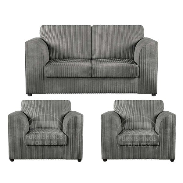 Luxor Full Jumbo Cord 2 Seater and 2 x Armchairs - Full Back