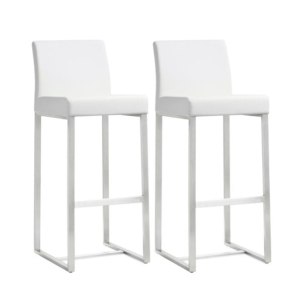 Furniture Edit Denmark White Stainless Steel Barstool Set of 2