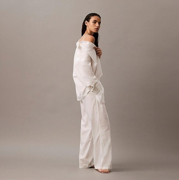 Calvin Klein COTTON POPLIN Womens Pyjama Pants White