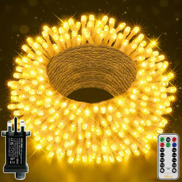 Warm White Compact Christmas String Lights with Green Cable, 8 Effects, Timer and Memory Function, 500 to 2000 LEDs image 1