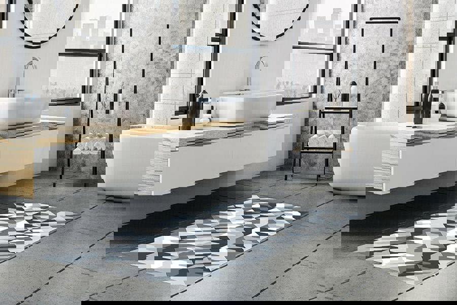 WFM6132 - Abstract Geometric Pattern Ash Color Palette Rug Mat 120cm x 60 cm