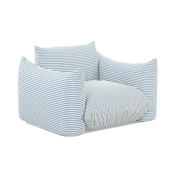 Furniture Edit Saint Tropez Pearl and Blue Striped Stuffed Outdoor Armchair