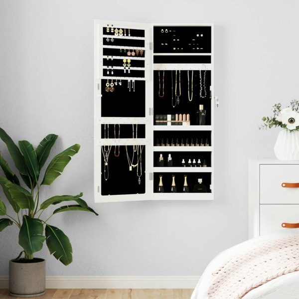 Berkfield Mirror Jewellery Cabinet Wall Mounted White 37.5x10x106 cm