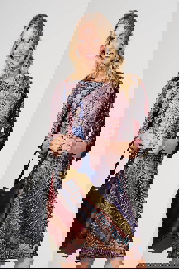 Pink | Printed 3/4 Sleeve Tunic Dress