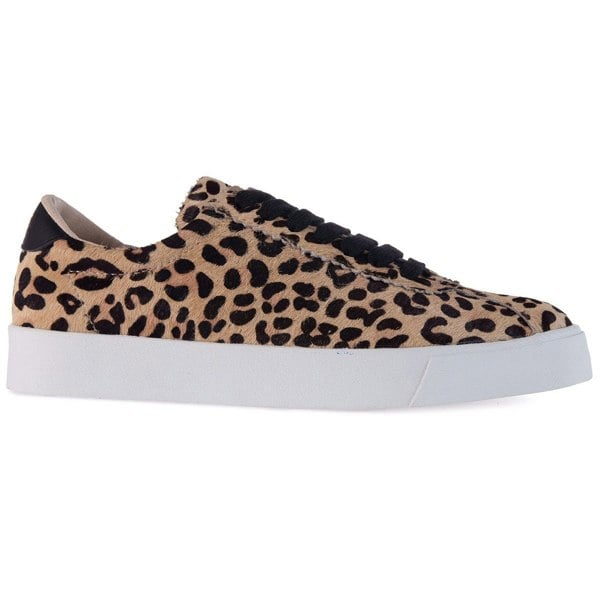 Superga Womens 2843 Club S Leopard Print Cowhide Leather Trainers - Beige