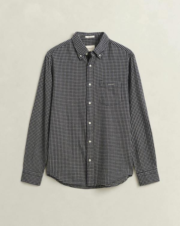 GANT Mens Regular Fit Windblown Flannel Check Shirt - 433 Evening Blue | CHO | Designer Mens Long Sleeve Shirts