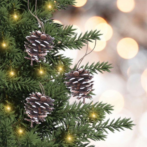 St Helens White Tipped Hanging Pinecone - Set Of 6